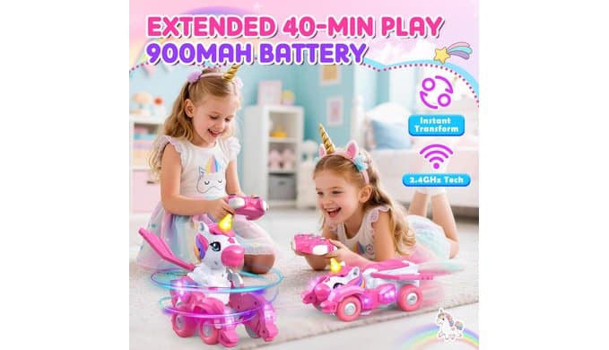 2-in-1 Unicorn RC Car to Walking Unicorn w/Lights, Gift for Girls thumbnail 5
