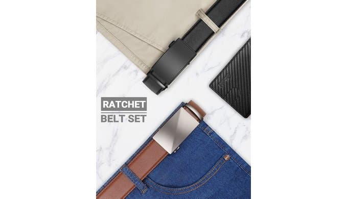 Zitahli Leather Ratchet Belt for Men - 2 Pack Mens belt,Customizable Fit thumbnail 3