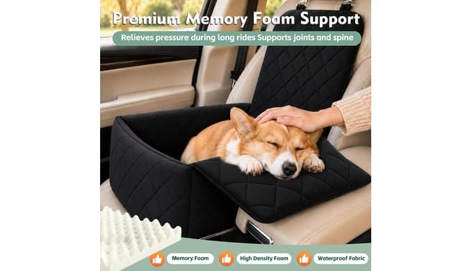 Dog Car Seat with Foldable Armrest for Small/Medium Dogs, Pet Travel Bed thumbnail 2