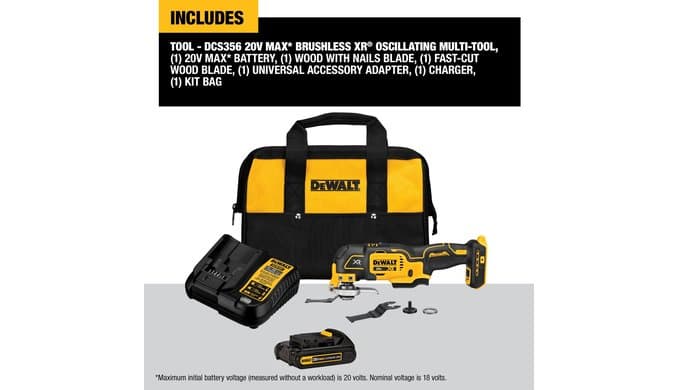 DEWALT 20V MAX XR Oscillating Tool Kit with Blades, 3 Speed Cordless Brushless Multitool, Up to 20,000 OPM, LED Light, Battery and Charger Included (DCS356C1) thumbnail 2