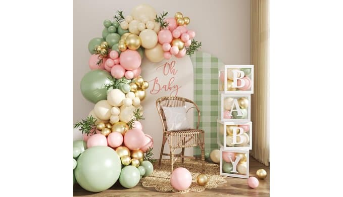 CROSSFINGERS Pink and Green Baby Shower Decorations for Girls thumbnail 1
