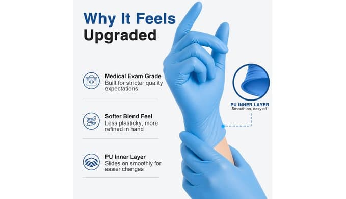 Schneider Medical Nitrile/Vinyl Blend Exam Gloves, Black Disposable thumbnail 5