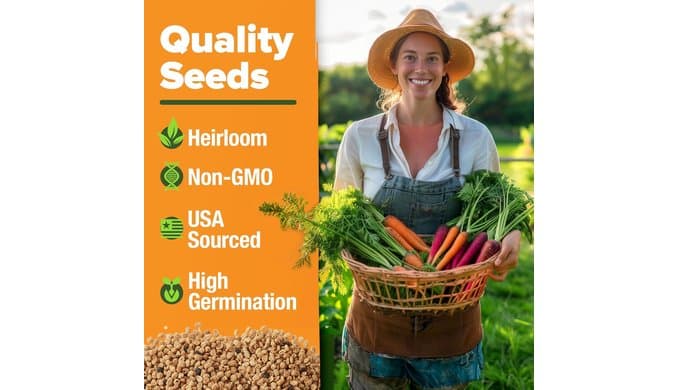 HOME GROWN Rainbow Carrot Seeds 10 Variety Mix 3350+ Heirloom Non-GMO Seeds for Planting, High Germination, Multi-Color Gourmet Root Vegetables, Kids Garden, Crunchy Fresh Eating (Daucus carota) thumbnail 2