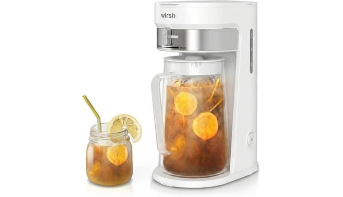 wirsh Iced Tea Maker with 3QT Pitcher, Iced Coffee Maker with Strength Control and Reusable Filter, Perfect For Iced Coffee, Latte, Tea, Lemonade, Flavored Water,White thumbnail 1