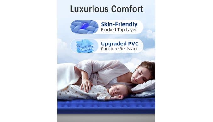Queen Air Mattress with Built in Pump 18"Raised Inflatable Mattress Queen Airbed Blow Up Mattress Luxurious Comfort for Home and Guests 80"*60"*18"Air Bed 3 Mins Fast Inflate/Deflate 660lbs Max thumbnail 2