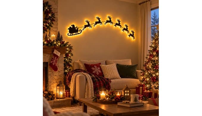3D Light Up Wooden Reindeer Christmas Decor LED Wall Decorations (Reindeer)
