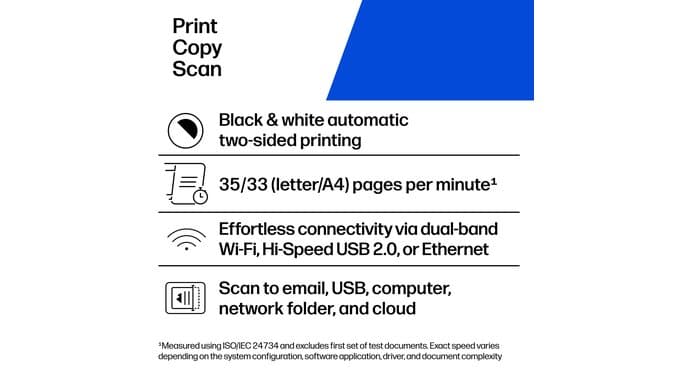 HP LaserJet Pro MFP 3101sdw Wireless Black and White All-in-One Laser Printer, Office Printer, Duplex, Best-for-Small Teams (9D2X4F) thumbnail 2