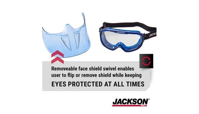 Jackson Safety GPL500 Clear Safety Goggles with Face Shield - ANSI Z87.1 thumbnail 5