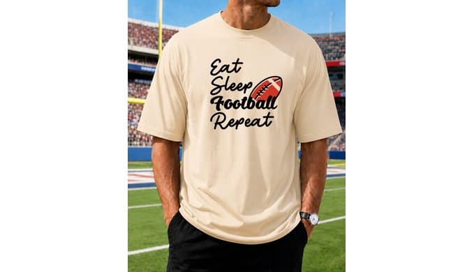KUYIGO Men's Football Graphic T Shirt Game Day Casual Cotton Tee thumbnail 4