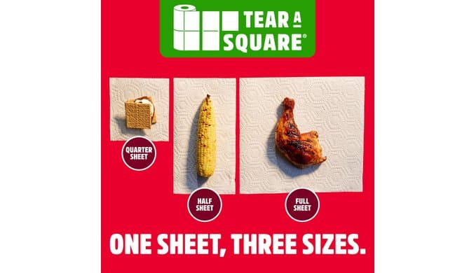Brawny Tear-A-Square 3-Ply Paper Towels, 6 Double Rolls = 12 Regular Rolls (3 Packs of 2) thumbnail 5