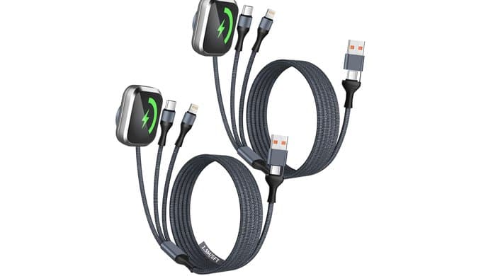3 in 2 Multi Charging Cable for iPhone iWatch Charger, USB A/C Charger Cord