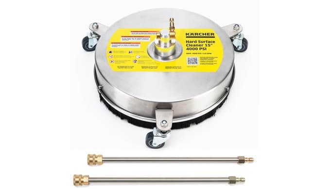 Kärcher Pressure Washer Surface Cleaner 15", 3 Wheels, Stainless Steel, Quick Connect, 4000 PSI, Ideal for Driveways, Patios, Decks, Sidewalks