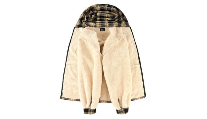 ZITY Mens Flannel Jacket Plaid Zip Up Hoodie Fleece Sherpa Lined Sweatshirt thumbnail 3