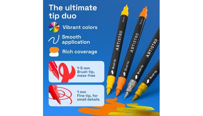 ARTISTRO 36 Dual-Tip Acrylic Paint Marker Pens for Drawing thumbnail 3