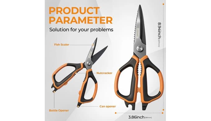 ANSHEE All Purpose Kitchen Scissors & Food Shears, Stainless Steel thumbnail 3