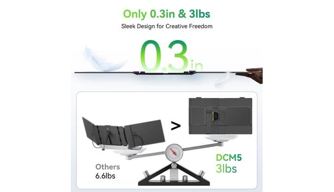 Blackview Laptop Screen Extender, 14" 1080P FHD IPS Triple Portable Monitor, Ultra-Slim Travel Dual Monitor Fit for 13"-17.3" Laptops, USB-C Plug&Play Extended Screen for Windows/Mac/Android/Switch thumbnail 2