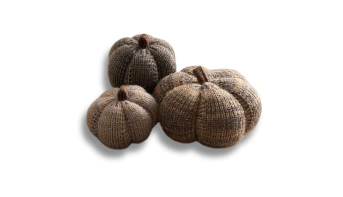 Set of 3 Cozy Mini Knit Pumpkins (Cobblestone Multi-Size Set) thumbnail 1