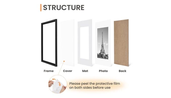 upsimples 10x12 Picture Frame, Gallery Wall Frames Set of 5, Black thumbnail 3