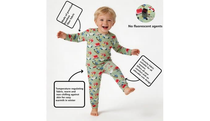 Viscose From Bamboo Pajamas Kids PJs for Boys&Girls Toddler Long Sleeve 2-Piece Sleepwear Size 12 Months to 7 Years thumbnail 3
