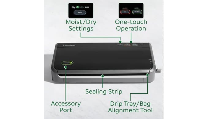 FoodSaver Vacuum Sealer Machine, Automatic Bag Detection, Sous Vide Friendly, with sealer bags, roll, handheld vacuum sealer, black thumbnail 5