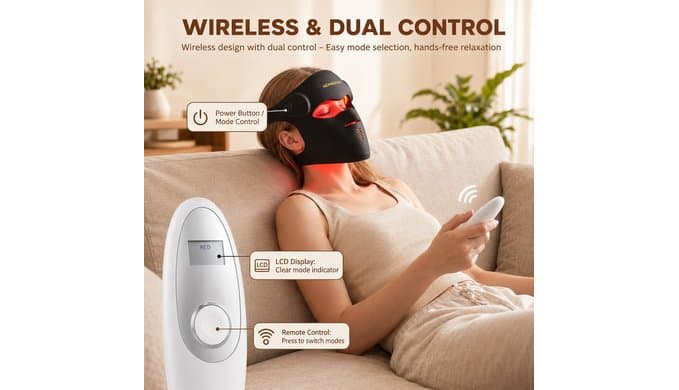 3D Cordless Red Light Therapy Mask for Face, 9 Modes LED Face Mask thumbnail 5