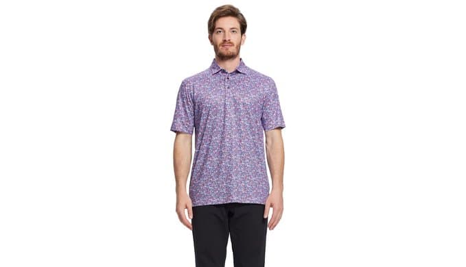 Golf Shirts for Men Dry Fit Short Sleeve Print Performance Moisture Wicking Polo Shirt thumbnail 2
