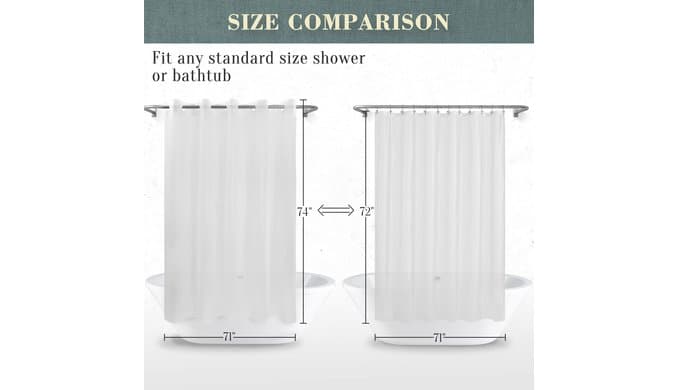 No Hook PEVA Shower Curtain or Liner, Standard Size 71 x 74, Frost thumbnail 2