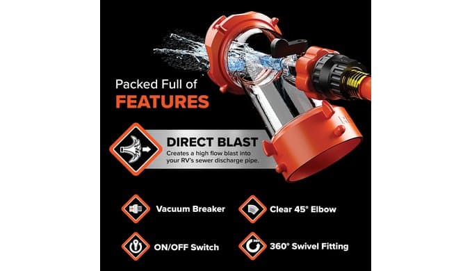 Camco Rhino Blaster RV Tank Rinser with Backflow Preventer, 45-Degree Elbow thumbnail 5