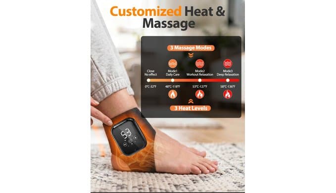 2-Pack Cordless Heated Foot/Ankle Massager, Arch & Heel Comfort, 3 Modes thumbnail 3
