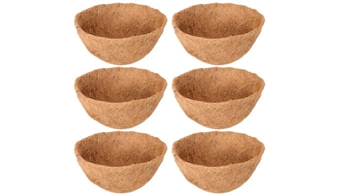6 Pack 14 Inch Hanging Basket Coco Liners Replacement, Round