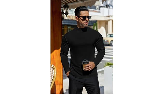 Ekouaer Men's Mock Turtleneck Long Sleeve Turtle Neck Tops Thermal Shirts thumbnail 2