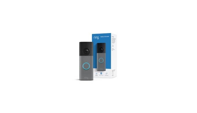 Ring Battery Doorbell 2K (newest model) Retinal 2K with wide-angle video, up to 6x Enhanced Zoom, Two-Way Talk, and Built-In Battery, Speckled Gray thumbnail 2