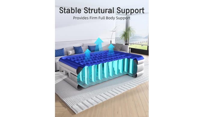 Queen Air Mattress with Built in Pump 18"Raised Inflatable Mattress Queen Airbed Blow Up Mattress Luxurious Comfort for Home and Guests 80"*60"*18"Air Bed 3 Mins Fast Inflate/Deflate 660lbs Max thumbnail 4