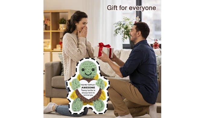 Positive Turtle Gifts for Women Men,Handmade Positive Crochet Animal Turtle thumbnail 2