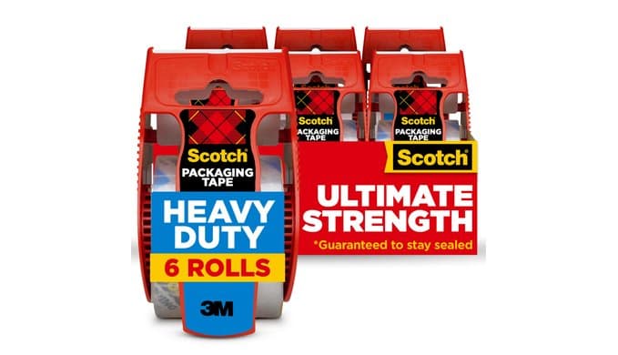 Scotch Heavy Duty Packing Tape, 1.88 in x 800 in, 6 Rolls thumbnail 1