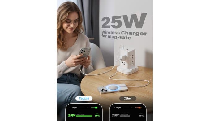 2Pack Magnetic Wireless Charger 25W Fast Charger for iPhone 17/16/15/14/13/12 Series & AirPods, Portable Wireless Charging Pad for Travel Home Office Desk, 9.8FT-White thumbnail 3