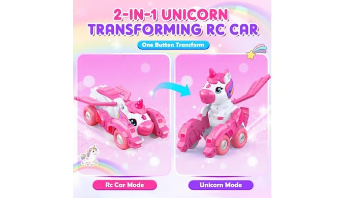 2-in-1 Unicorn RC Car to Walking Unicorn w/Lights, Gift for Girls thumbnail 3