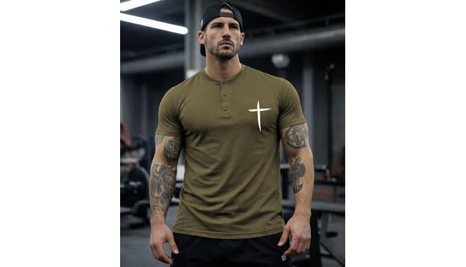 KESIHAN Christian Henley T Shirts for Men Cross Graphic Faith Casual Tee thumbnail 5