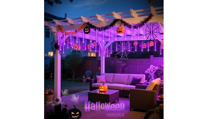 JMEXSUS Solar Halloween Lights Outdoor Purple Solar Lights thumbnail 4