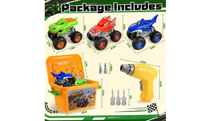 Take Apart Monster Truck Toys for 3 4 5 6 7 Year Old Boys Gifts thumbnail 2