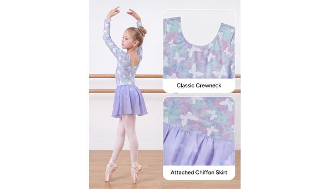 Stelle Long Sleeve Ballet Leotards for Girls Toddler Ballerina Dance Dress thumbnail 4