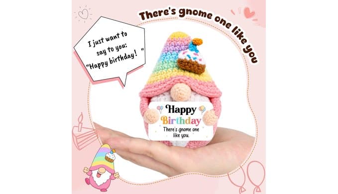 OCCdesign Funny Crochet Gnome Happy Birthday Gifts for Sister Daughter Mom thumbnail 3