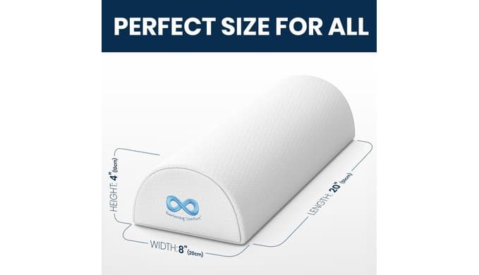 Everlasting Comfort Under Knee Pillow for Back Sleeping - Memory Foam Half Moon Leg Bolster Pillow for Back Pain, Thoracic Support thumbnail 2