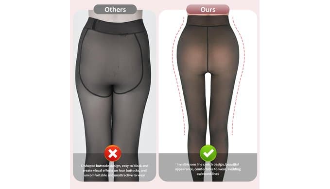 Fleece Lined Tights Women, Warm Pantyhose leggings Women,Fake Translucent Thermal Skin Colored Tights for Winter thumbnail 2