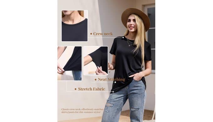 TNNZEET Tshirts for Women - Short Sleeve Spring Summer Tops Loose Fit Shirts Casual Clothes Basic Tees for Vacation 2026 thumbnail 3