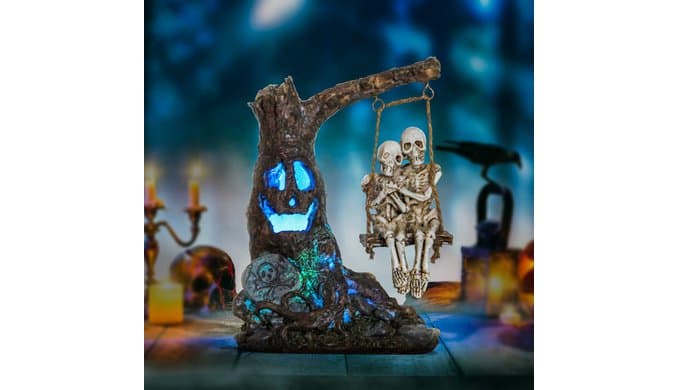 Halloween Skull Statue with Spooky LED Light for Home Indoor Decorations thumbnail 1