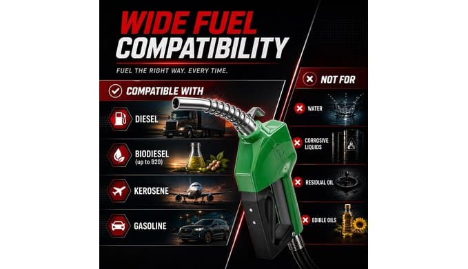 3/4" NPT Automatic Fuel Nozzle with Hook, Gas Pump Handle Fuel Nozzle with 3-speed Padlock (9-16 GPM) for Gasoline, Diesel, Biodiesel up to B20, E15 & Kerosene thumbnail 4