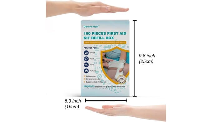 General Medi 160 Piece First Aid Kit Bag Refill Kit - Includes Instant Cold Pack, Bandages,Emergency Blanket, Moleskin Pad, Gauze - Extra Replacement Medical Supplies for First Aid thumbnail 2