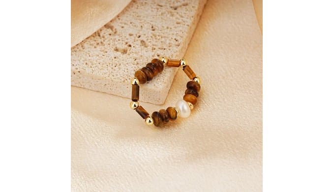 SIXFOX Natural Stone Stretch Beaded Rings for Women thumbnail 5