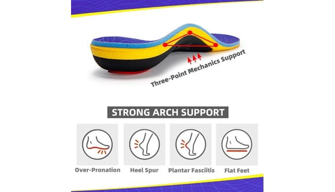 VALSOLE Heavy Duty Support Pain Relief Orthotics - 220+ lbs Plantar Fasciitis High Arch Support Insoles for Men Women, Flat Feet Orthotic Insert, Work Boot Shoe Insole, Absorb Shock with Every Step thumbnail 3